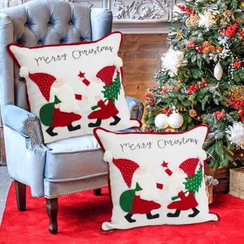 Výšivky Anonymný Starý Muž Vianočné Vankúše 45x45 Červená Biela Vankúš Snowflake obliečka na Vankúš Sofa Domov Dekoratívne