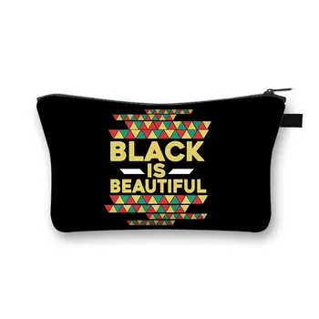 Čierna Je Krása Kozmetická Taška Afro Ženy make-up Prípade Afrike Dámy Módne Aby Do Tašky pre Cestovné BLM Kozmetické Organizátor Box