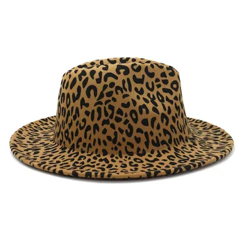 Široký okraj leopard červená fedora klobúk na jeseň zima muži ženy obojstranné farby zodpovedajúce módne jazz klobúk Panama svadobný klobúk