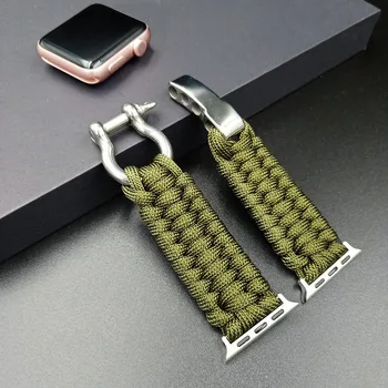 Šport Watchband pre Apple Hodinky Kapela Série 6 5 4 3 SE iWatch Nylon Popruh 44 mm 42mm 38 mm 40 mm Paracord Survival Náramku Lano